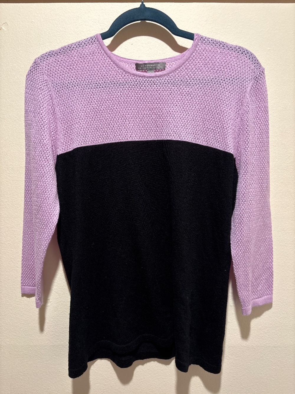 Neiman Marcus Silk/Cashmere/Wool 3/4 color block sweater